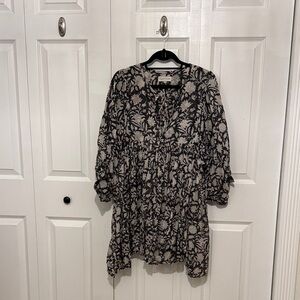 Daughters of India Kyra Mini Dress Black and Cream